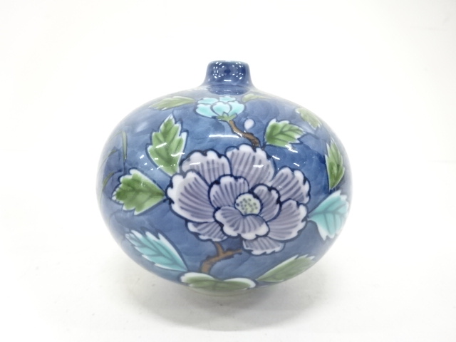  源右衛門窯造　染錦　牡丹絵　花瓶